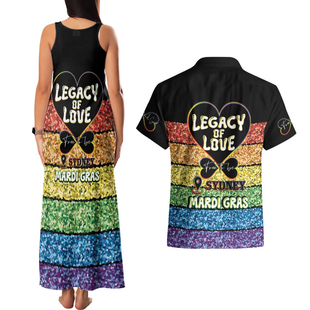 Free To Be Sydney Mardi Gras Couples Matching Tank Maxi Dress and Hawaiian Shirt Legacy Of Love