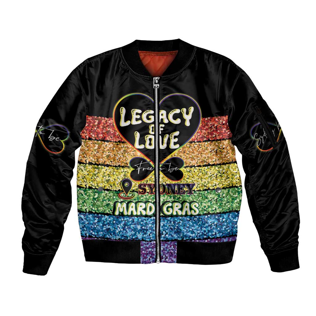 Free To Be Sydney Mardi Gras Sleeve Zip Bomber Jacket Legacy Of Love