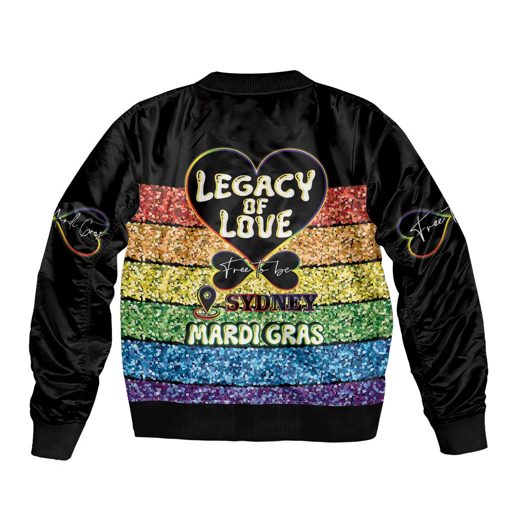 Free To Be Sydney Mardi Gras Sleeve Zip Bomber Jacket Legacy Of Love
