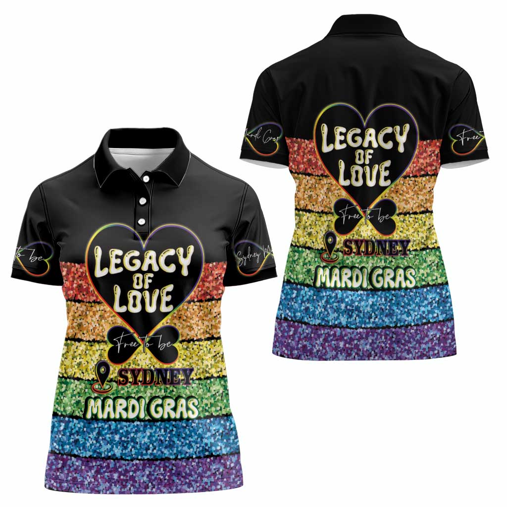 Free To Be Sydney Mardi Gras Women Polo Shirt Legacy Of Love