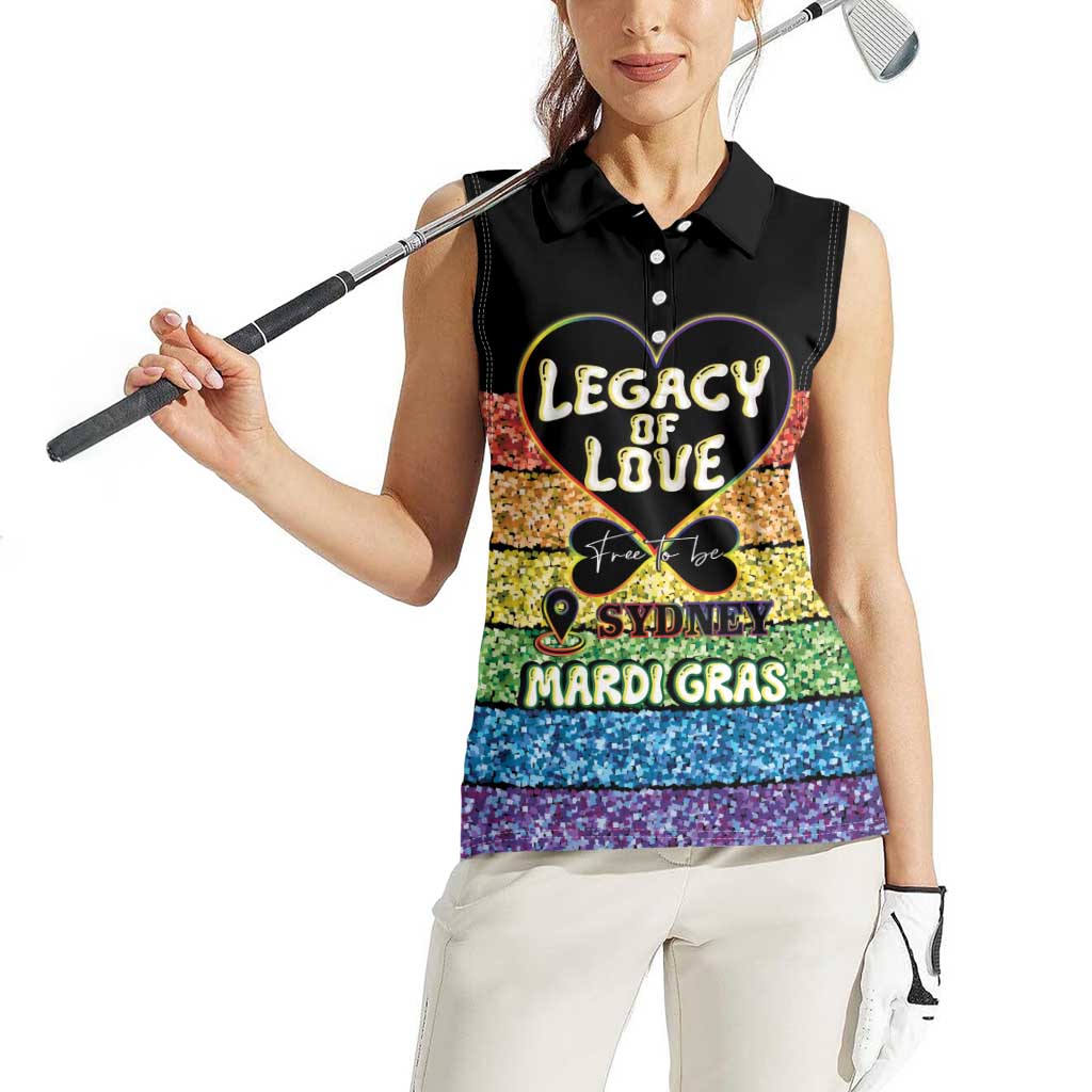 Free To Be Sydney Mardi Gras Women Sleeveless Polo Shirt Legacy Of Love
