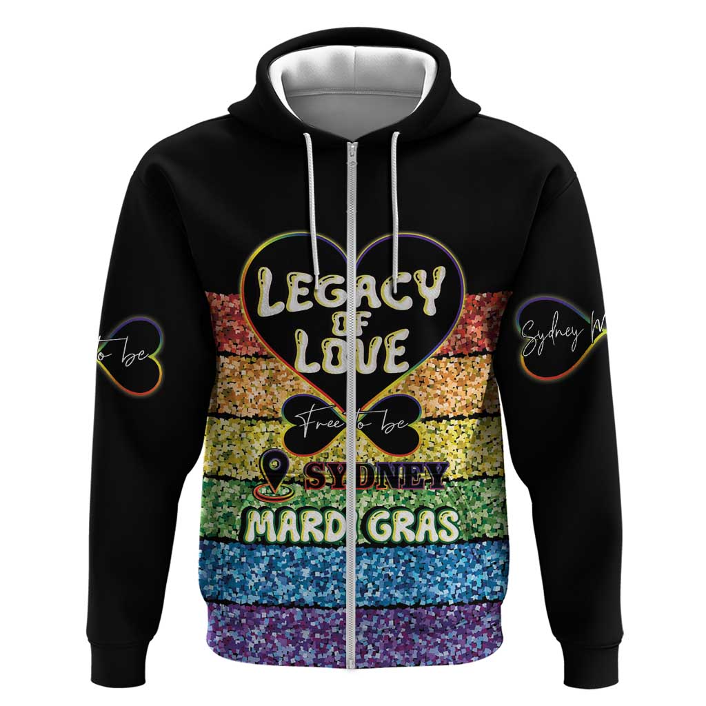 Free To Be Sydney Mardi Gras Zip Hoodie Legacy Of Love