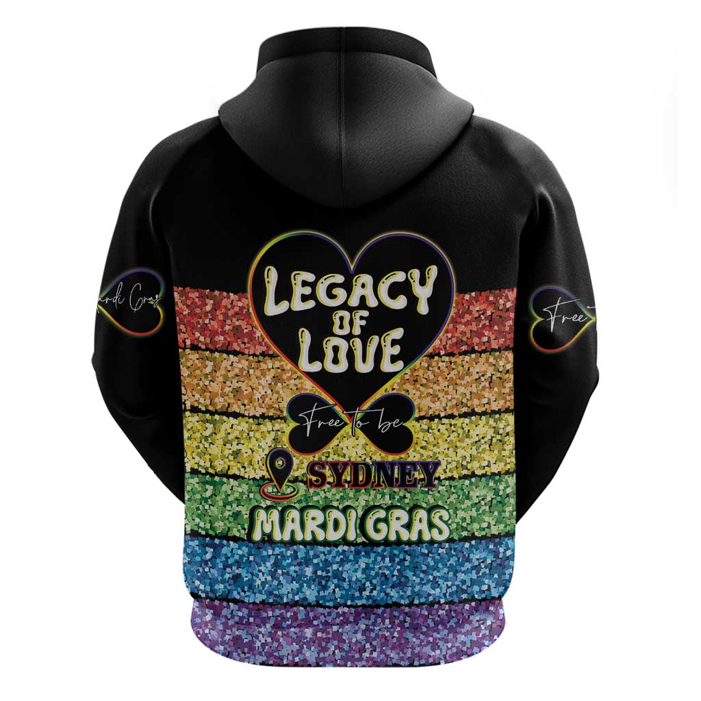 Free To Be Sydney Mardi Gras Zip Hoodie Legacy Of Love