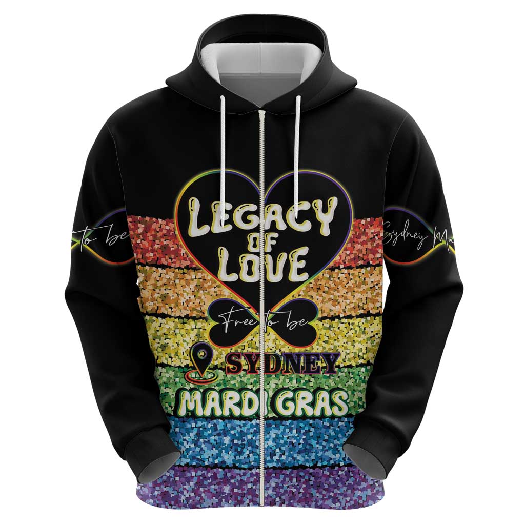 Free To Be Sydney Mardi Gras Zip Hoodie Legacy Of Love