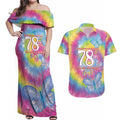 First Sydney Madri Gras Australia Couples Matching Off Shoulder Maxi Dress and Hawaiian Shirt 78ers Still Out And Proud
