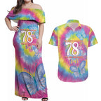 First Sydney Madri Gras Australia Couples Matching Off Shoulder Maxi Dress and Hawaiian Shirt 78ers Still Out And Proud