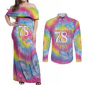 First Sydney Madri Gras Australia Couples Matching Off Shoulder Maxi Dress and Long Sleeve Button Shirt 78ers Still Out And Proud