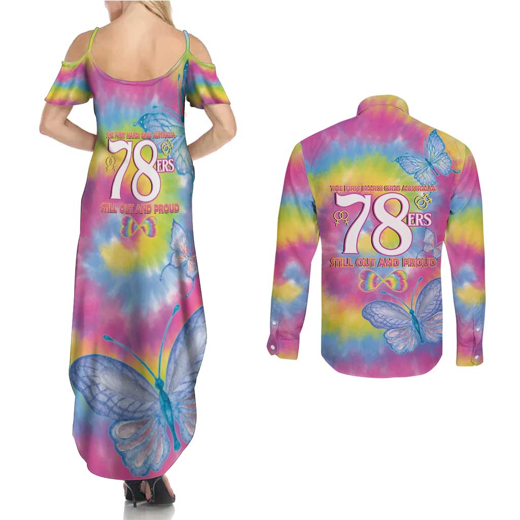 First Sydney Madri Gras Australia Couples Matching Summer Maxi Dress and Long Sleeve Button Shirt 78ers Still Out And Proud