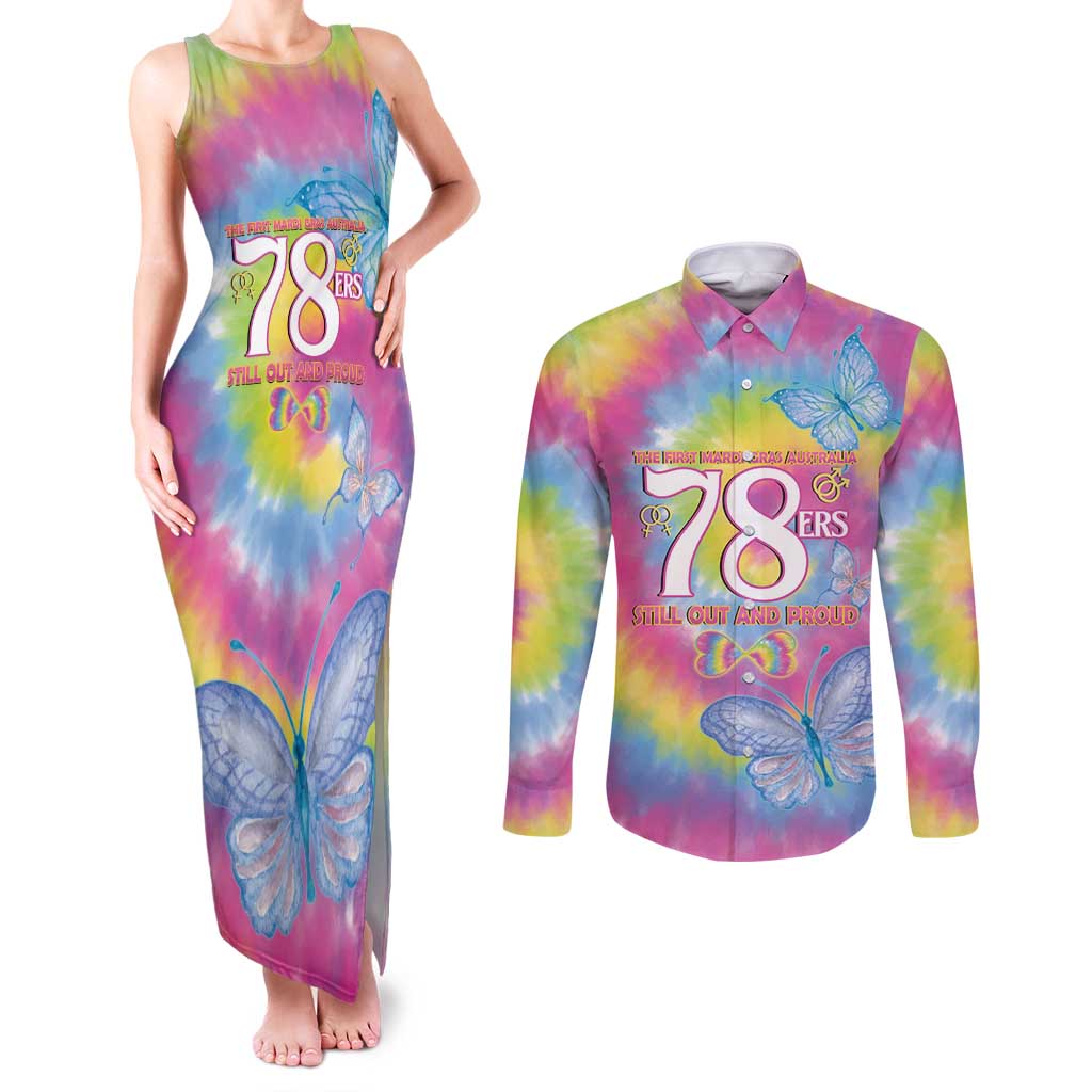 First Sydney Madri Gras Australia Couples Matching Tank Maxi Dress and Long Sleeve Button Shirt 78ers Still Out And Proud
