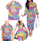 First Sydney Madri Gras Australia Family Matching Off The Shoulder Long Sleeve Dress and Hawaiian Shirt 78ers Still Out And Proud