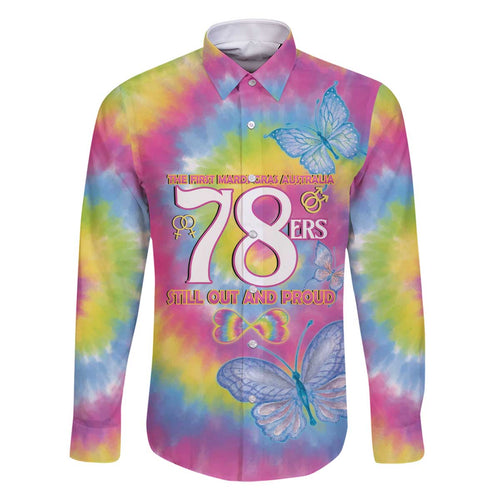 First Sydney Madri Gras Australia Family Matching Off The Shoulder Long Sleeve Dress and Hawaiian Shirt 78ers Still Out And Proud