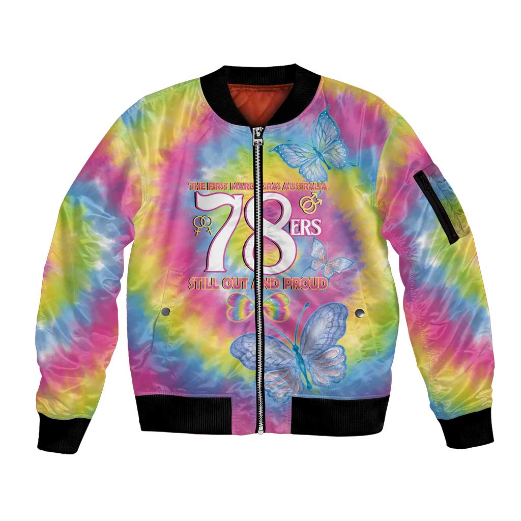 First Sydney Madri Gras Australia Sleeve Zip Bomber Jacket 78ers Still Out And Proud