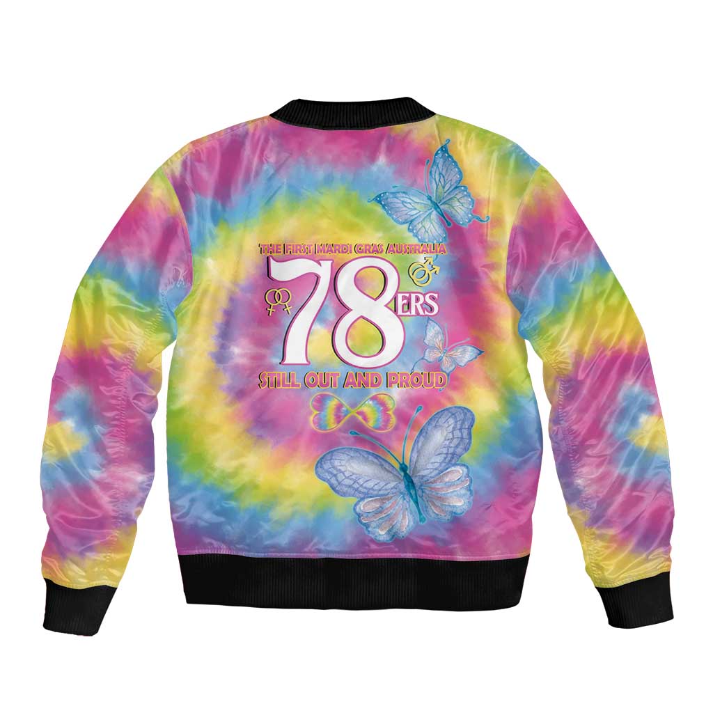 First Sydney Madri Gras Australia Sleeve Zip Bomber Jacket 78ers Still Out And Proud