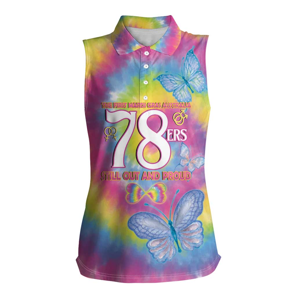 First Sydney Madri Gras Australia Women Sleeveless Polo Shirt 78ers Still Out And Proud