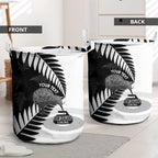 New Zealand Silver Fern Curling Personalised Laundry Basket Aotearoa Kiwi Ponga Black White Version - Aussie Hoodie