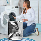 New Zealand Silver Fern Curling Personalised Laundry Basket Aotearoa Kiwi Ponga Black White Version - Aussie Hoodie