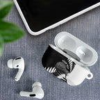 New Zealand Silver Fern Curling Personalised AirPods Case Aotearoa Kiwi Ponga Black White Version - Aussie Hoodie