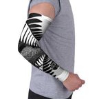 New Zealand Silver Fern Curling Personalised Arm Sleeves Aotearoa Kiwi Ponga Black White Version - Aussie Hoodie