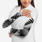 New Zealand Silver Fern Curling Personalised Arm Sleeves Aotearoa Kiwi Ponga Black White Version - Aussie Hoodie