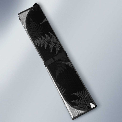 New Zealand Silver Fern Curling Personalised Auto Sun Shade Aotearoa Kiwi Ponga Black White Version - Aussie Hoodie