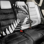 New Zealand Silver Fern Curling Personalised Back Car Seat Cover Aotearoa Kiwi Ponga Black White Version - Aussie Hoodie
