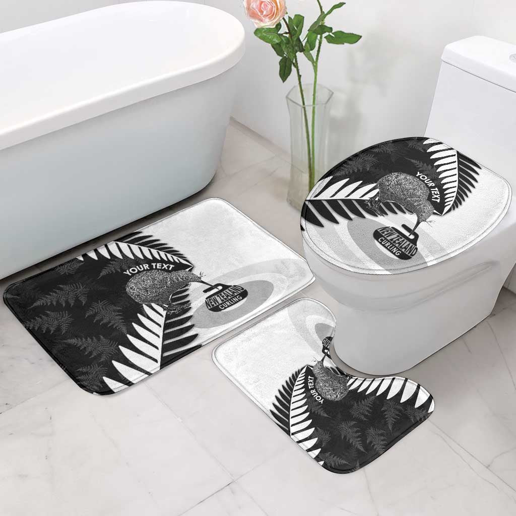 New Zealand Silver Fern Curling Personalised Bathroom Set Aotearoa Kiwi Ponga Black White Version - Aussie Hoodie