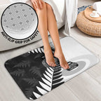 New Zealand Silver Fern Curling Personalised Bathroom Set Aotearoa Kiwi Ponga Black White Version - Aussie Hoodie