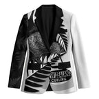 New Zealand Silver Fern Curling Personalised Blazer Aotearoa Kiwi Ponga Black White Version - Aussie Hoodie