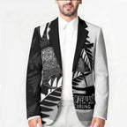 New Zealand Silver Fern Curling Personalised Blazer Aotearoa Kiwi Ponga Black White Version - Aussie Hoodie