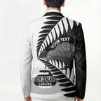 New Zealand Silver Fern Curling Personalised Blazer Aotearoa Kiwi Ponga Black White Version - Aussie Hoodie