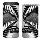 New Zealand Silver Fern Curling Personalised 4 in 1 Can Cooler Tumbler Aotearoa Kiwi Ponga Black White Version - Aussie Hoodie