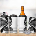 New Zealand Silver Fern Curling Personalised 4 in 1 Can Cooler Tumbler Aotearoa Kiwi Ponga Black White Version - Aussie Hoodie