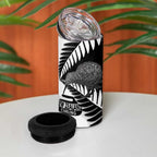 New Zealand Silver Fern Curling Personalised 4 in 1 Can Cooler Tumbler Aotearoa Kiwi Ponga Black White Version - Aussie Hoodie