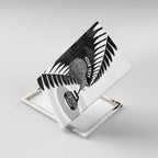 New Zealand Silver Fern Curling Personalised Canvas Wall Art Aotearoa Kiwi Ponga Black White Version - Aussie Hoodie