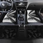 New Zealand Silver Fern Curling Personalised Car Mats Aotearoa Kiwi Ponga Black White Version - Aussie Hoodie
