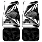 New Zealand Silver Fern Curling Personalised Car Mats Aotearoa Kiwi Ponga Black White Version - Aussie Hoodie