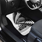 New Zealand Silver Fern Curling Personalised Car Mats Aotearoa Kiwi Ponga Black White Version - Aussie Hoodie
