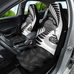 New Zealand Silver Fern Curling Personalised Car Seat Cover Aotearoa Kiwi Ponga Black White Version - Aussie Hoodie