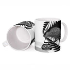 New Zealand Silver Fern Curling Personalised Ceramic Mug Aotearoa Kiwi Ponga Black White Version - Aussie Hoodie