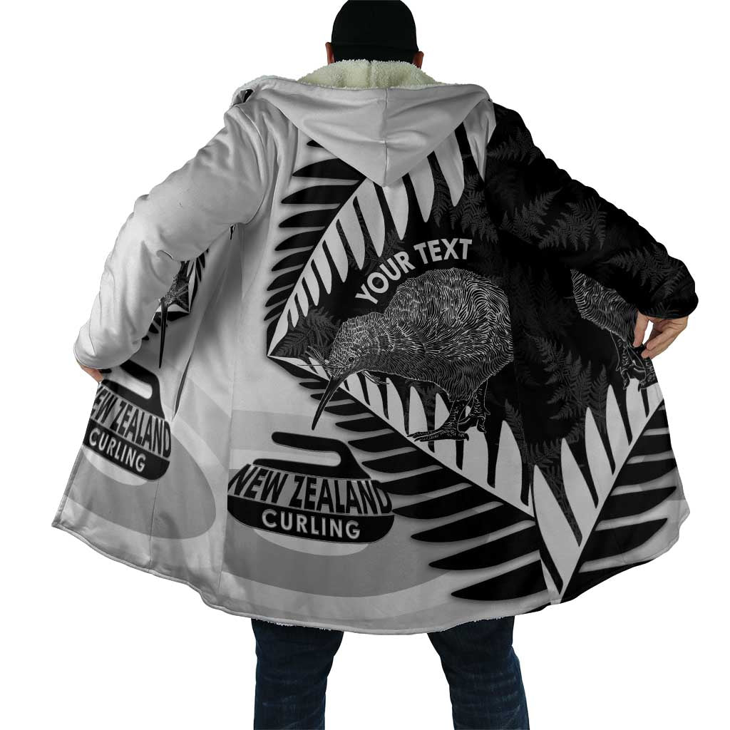 New Zealand Silver Fern Curling Personalised Cloak Aotearoa Kiwi Ponga Black White Version - Aussie Hoodie