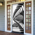 New Zealand Silver Fern Curling Personalised Door Cover Aotearoa Kiwi Ponga Black White Version - Aussie Hoodie