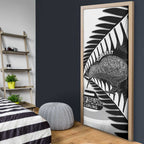 New Zealand Silver Fern Curling Personalised Door Cover Aotearoa Kiwi Ponga Black White Version - Aussie Hoodie