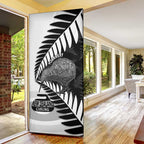 New Zealand Silver Fern Curling Personalised Door Cover Aotearoa Kiwi Ponga Black White Version - Aussie Hoodie