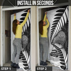 New Zealand Silver Fern Curling Personalised Door Cover Aotearoa Kiwi Ponga Black White Version - Aussie Hoodie