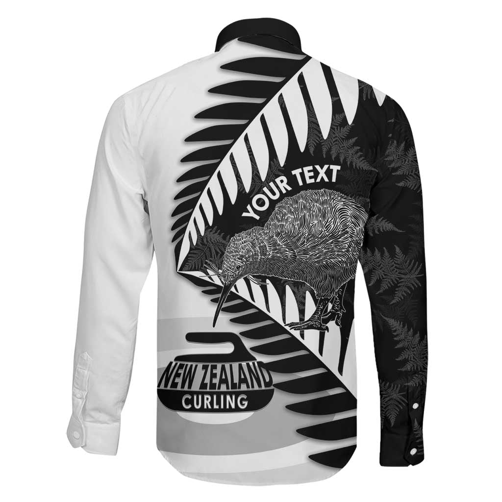 New Zealand Silver Fern Curling Personalised Family Matching Off Shoulder Maxi Dress and Hawaiian Shirt Aotearoa Kiwi Ponga Black White Version - Aussie Hoodie