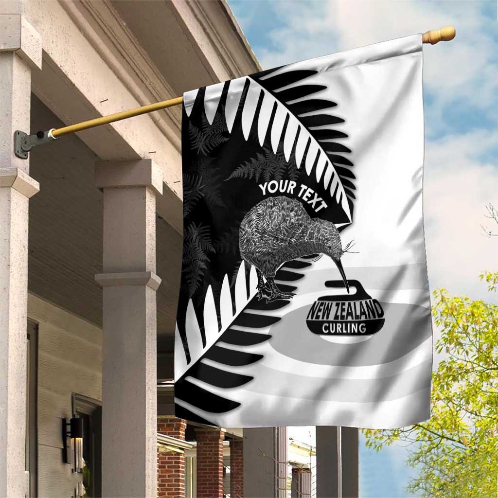 New Zealand Silver Fern Curling Personalised Garden Flag Aotearoa Kiwi Ponga Black White Version - Aussie Hoodie