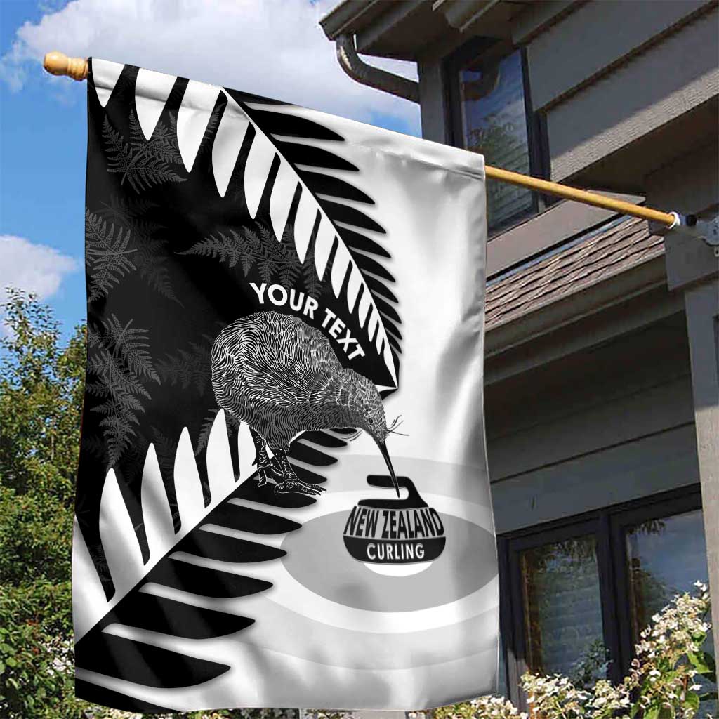 New Zealand Silver Fern Curling Personalised Garden Flag Aotearoa Kiwi Ponga Black White Version - Aussie Hoodie
