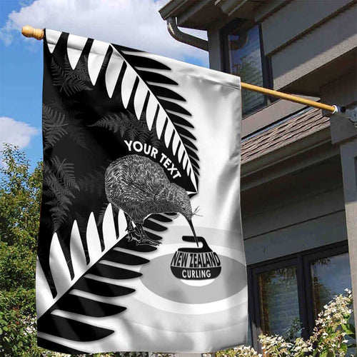 New Zealand Silver Fern Curling Personalised Garden Flag Aotearoa Kiwi Ponga Black White Version - Aussie Hoodie