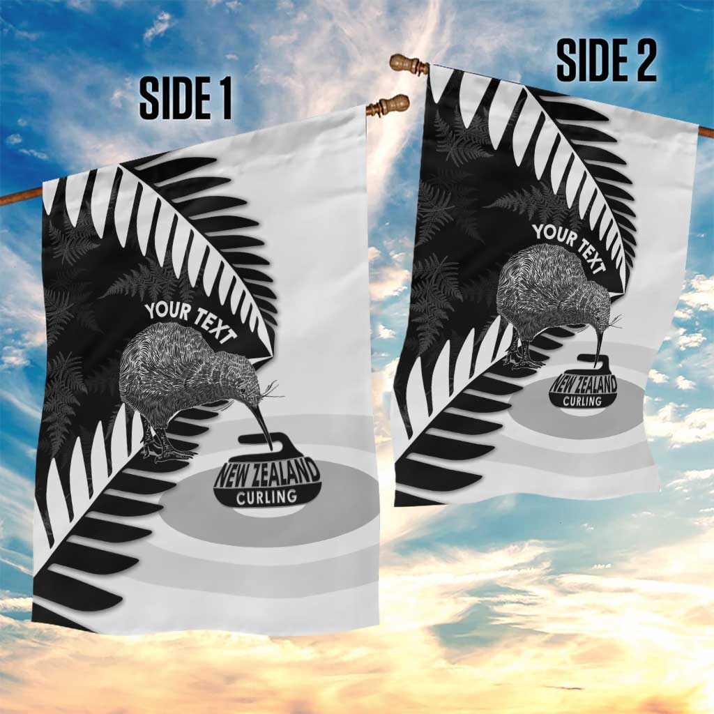 New Zealand Silver Fern Curling Personalised Garden Flag Aotearoa Kiwi Ponga Black White Version - Aussie Hoodie