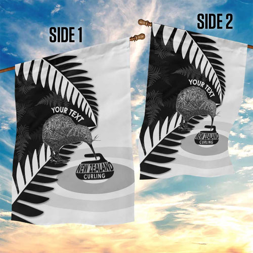 New Zealand Silver Fern Curling Personalised Garden Flag Aotearoa Kiwi Ponga Black White Version - Aussie Hoodie